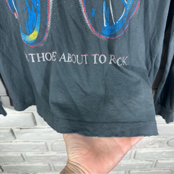 Daydreamer AC/DC For Those About to Rock Long Sleeve Top in Vintage Black Small - Picture 7 of 9